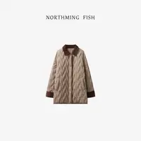 NorthMing fish「古着胶卷」时髦老钱撞色灯芯绒拼接羽绒服