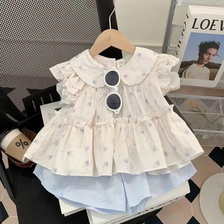 女童套装夏装2025新款儿童洋气短袖上衣小童短裤宝宝薄款夏季衣服