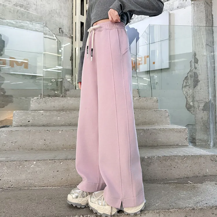 女童裤子春秋款2025新款中大童休闲阔腿裤儿童宽松卫裤网红糯米裤