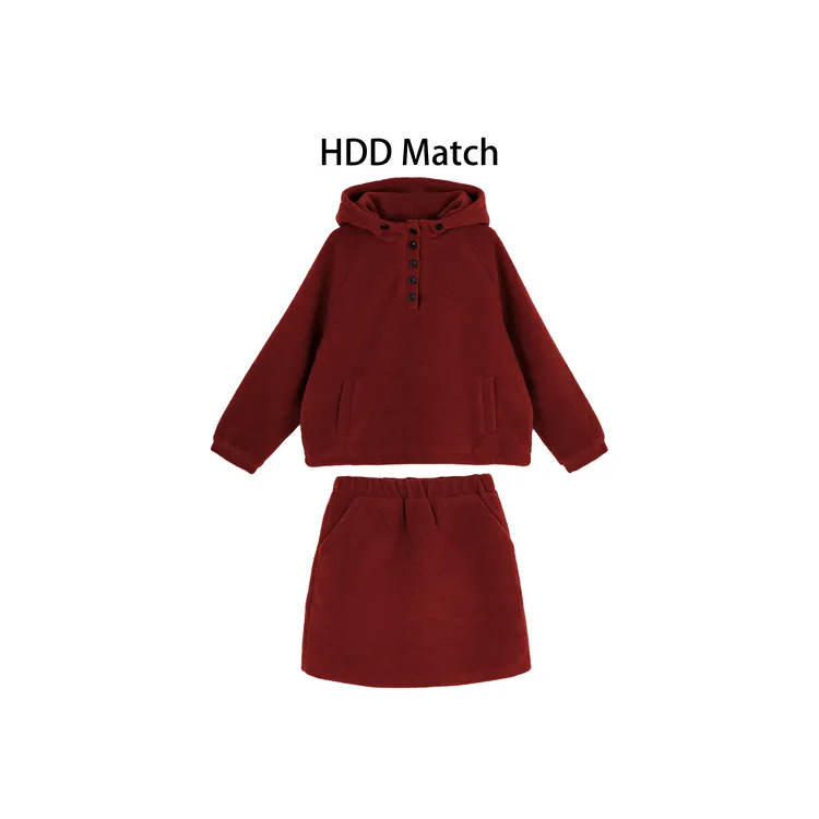 HDD- "红心柚子" 女款定制新年款连帽上衣+半身裙套装 Y9866