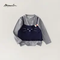 MOMOCO女童秋季儿童时尚休闲可爱甜美假两件拼接T恤77730235026