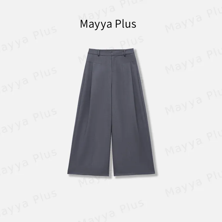 【简约西裤】Mayya Plus秋季休闲直筒裤垂感百搭阔腿裤子女32536585