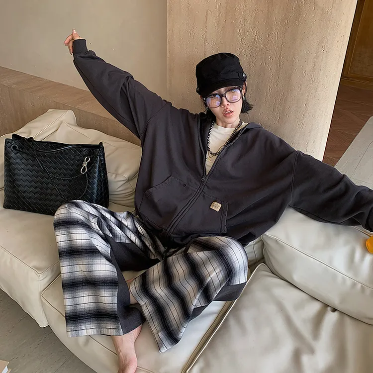 十三粥私服 旷形 慵懒休闲外套女秋宽松遮肉通勤实穿柔软舒适卫衣