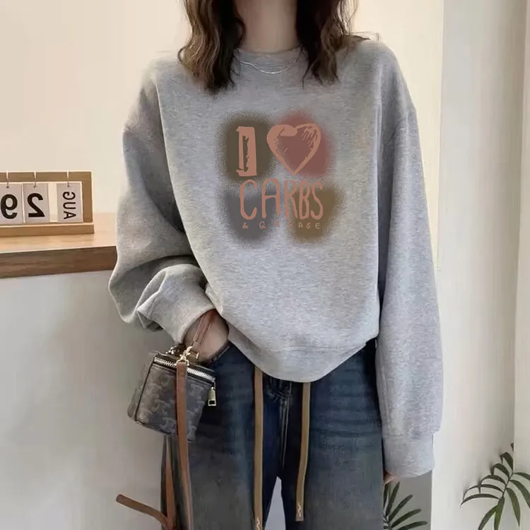 圆领套头打底衫加绒加厚卫衣女2025秋冬新款宽松韩版外套春秋薄款