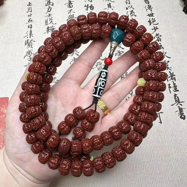 老树王小金刚菩提籽盘龙纹小金刚菩提108颗脖挂文玩成品包浆玉化