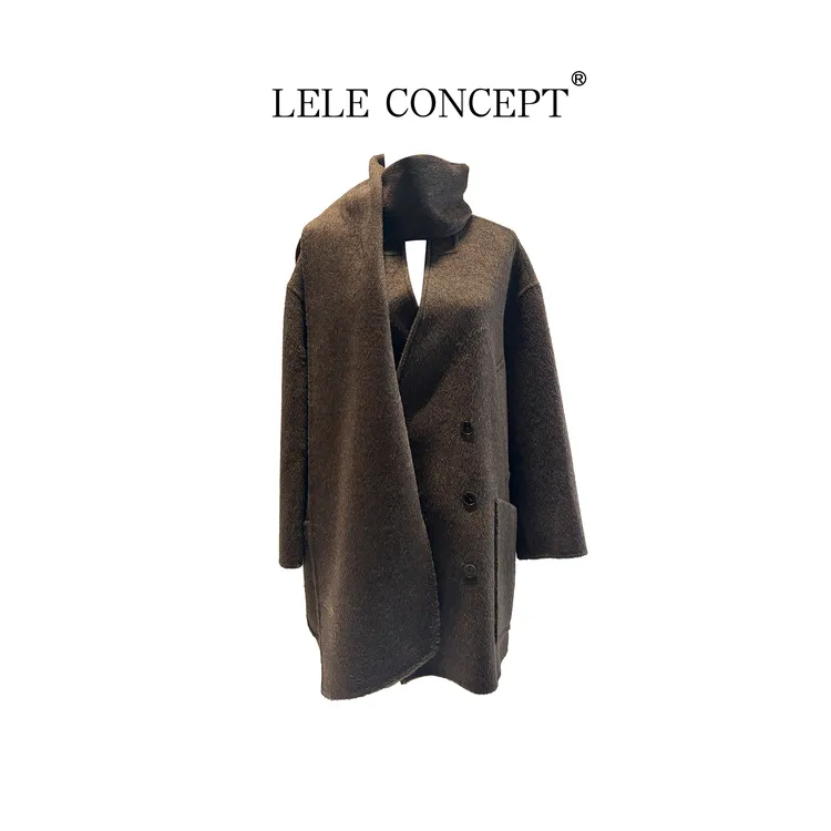 LELE CONCEPT丨【琥珀流光】时装气质设计款多兜围巾大衣FD25C0215Y