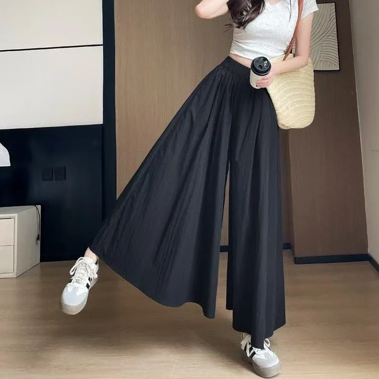 谷雨传说冰丝山本裙裤女夏季薄款休闲夏天显瘦大码A字黑色阔腿裤商品图