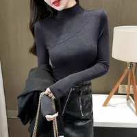 2025新半高领加绒加厚秋冬内搭款打底衫女洋气保暖上衣t恤潮7138