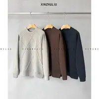 【冬季加绒加厚设计师结构插肩圆领卫衣】男士百搭圆领卫衣87345