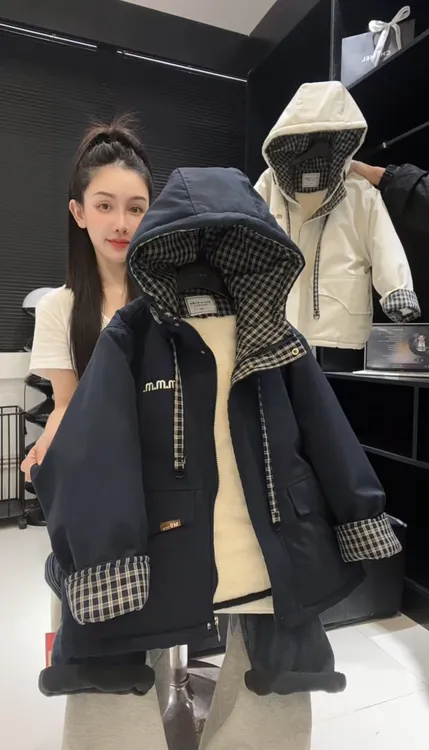 （48H发货）男童格子冬季棉衣新款中大童洋气冬装宽棉服保暖外套395