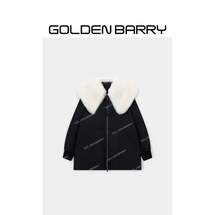 GOLDENBARRY132067“纽约之夜”大毛领收腰鹅绒服