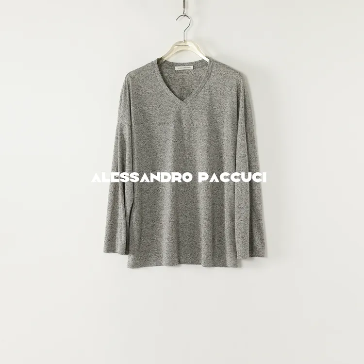 AP洛哥52047TT【悠闲派/V领版】亚麻多色宽松垂坠长袖时尚百搭T恤