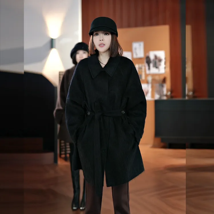 溶溶【高奢限定系列】RONGRONG 牦牛绒牦牛毛混纺廓形呢大衣6008RR