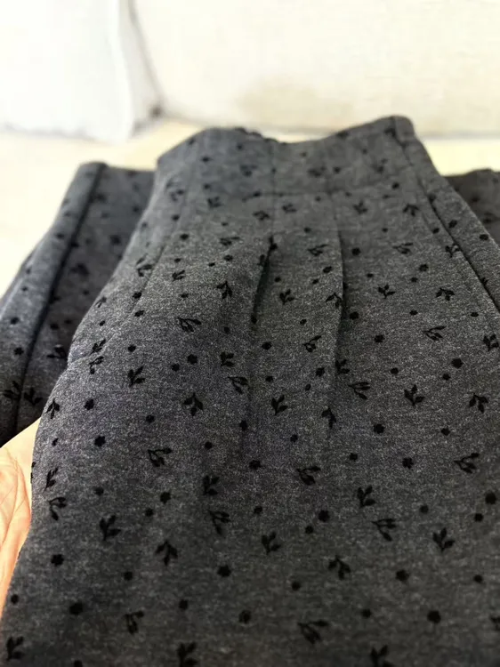 【立体植绒】秋冬新款加厚碎花阔腿裤女流行慵懒风百搭休闲呢子裤女