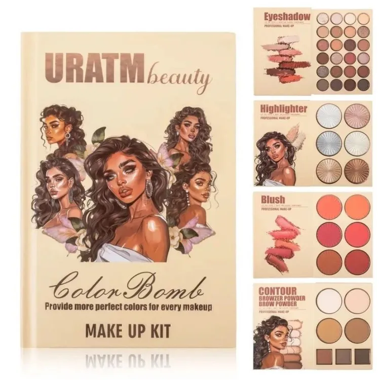 新款爆款化妆师专用书本形彩妆盘含珠光哑光眼影腮红高光修容