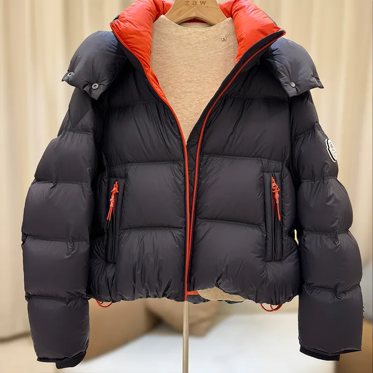 zaw大码女装2025撞色羽绒服冬季加厚白鸭绒显瘦保暖胖mm外套25542