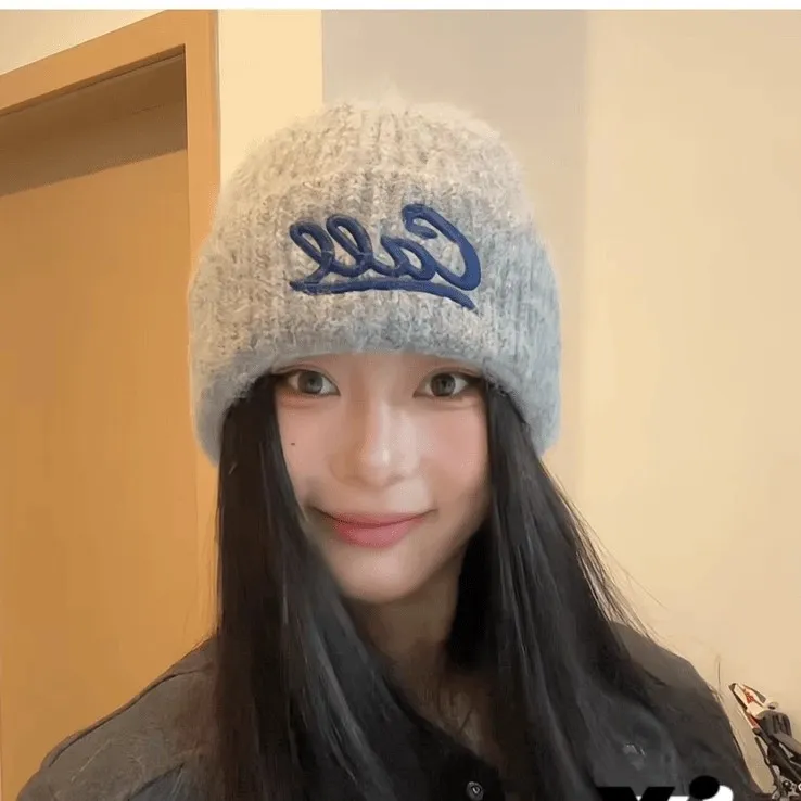 时尚针织帽大头围休闲冬季秋冬帽子女针织帽时尚保暖百搭加厚冷帽