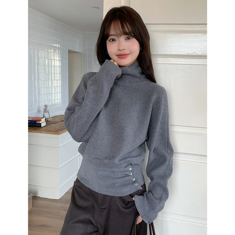 秋冬330G设计感高领针织衫女长袖洋气时尚百搭显瘦毛衣