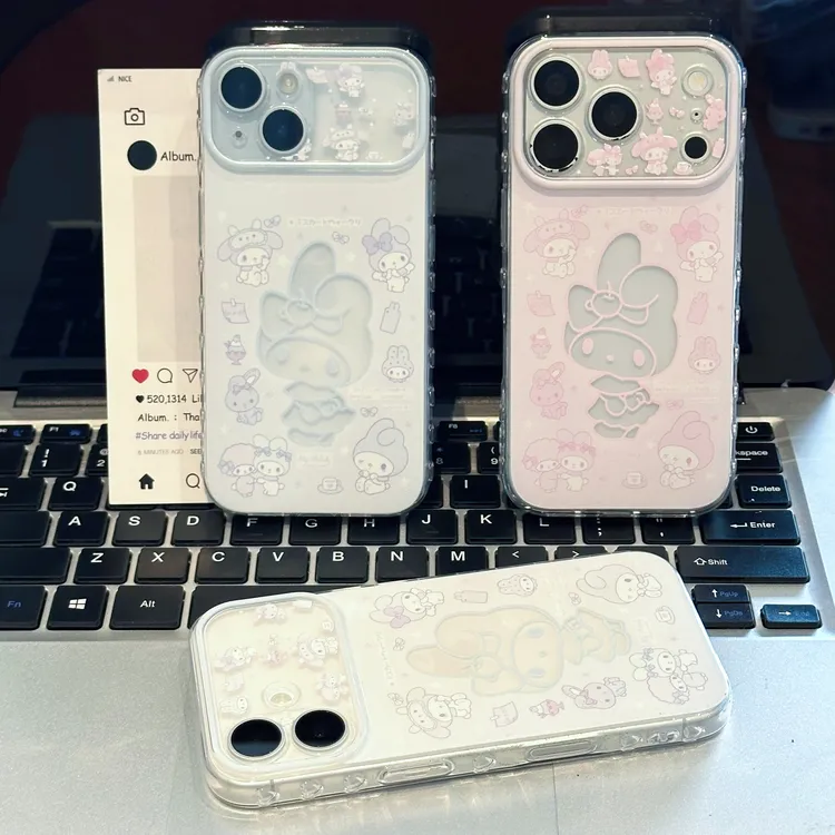 奥菲顿镂空粉美乐蒂适用苹果18pro华为/vivoppo/小米大视窗手机壳
