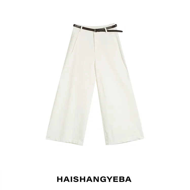 【海上叶爸】新款2025春夏百搭棉纯色宽松配腰带休闲裤