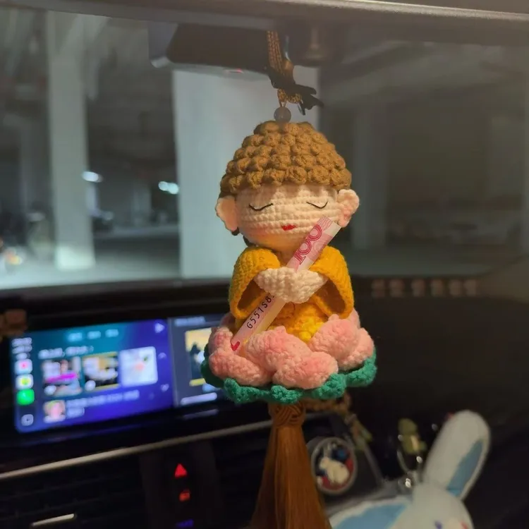 【成品现发】莲花小佛车挂件成品装饰挂件钩织一路平安diy材料包