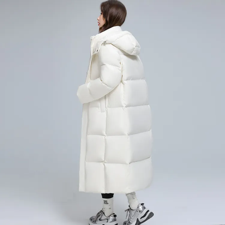 黑金羽绒服女长款加厚2025新款95白鸭绒极寒过膝宽松学生情侣外套