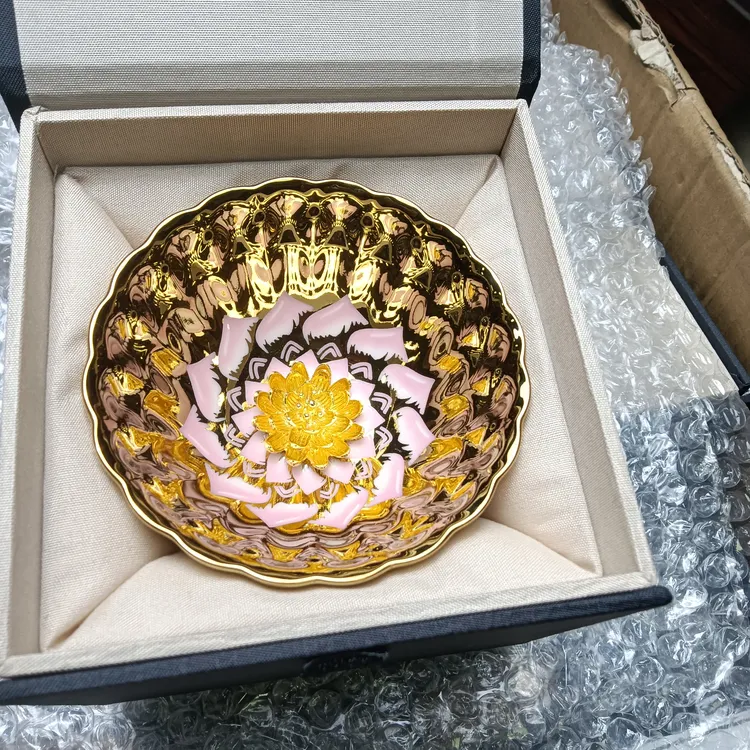 七彩金莲花茶杯单杯