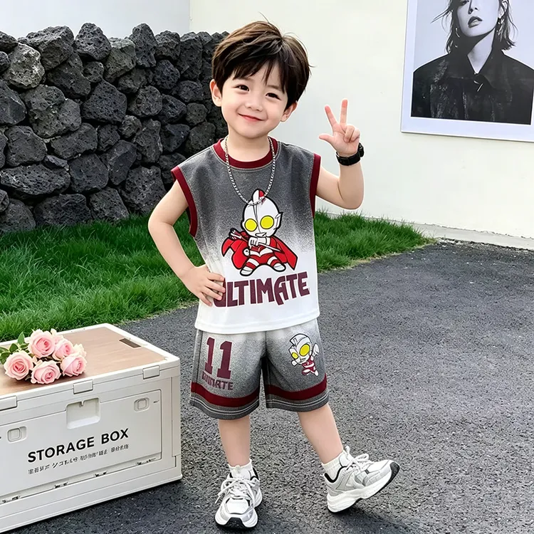 奥特曼童装儿童夏装男童中小童夏季无袖洋气休闲男孩帅气时尚套装