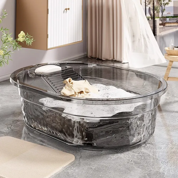 洗衣盆带搓衣板一体式家用大号塑料脸盆多功能洗衣桶加厚搓衣大盆