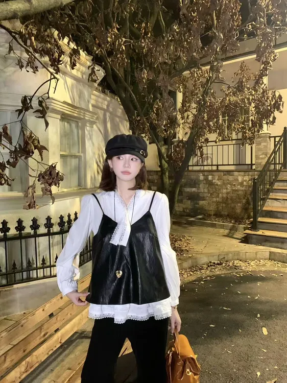 【芝士Cheese】美肩滤镜 通勤显瘦气质时尚设计师款宽松皮衣马甲