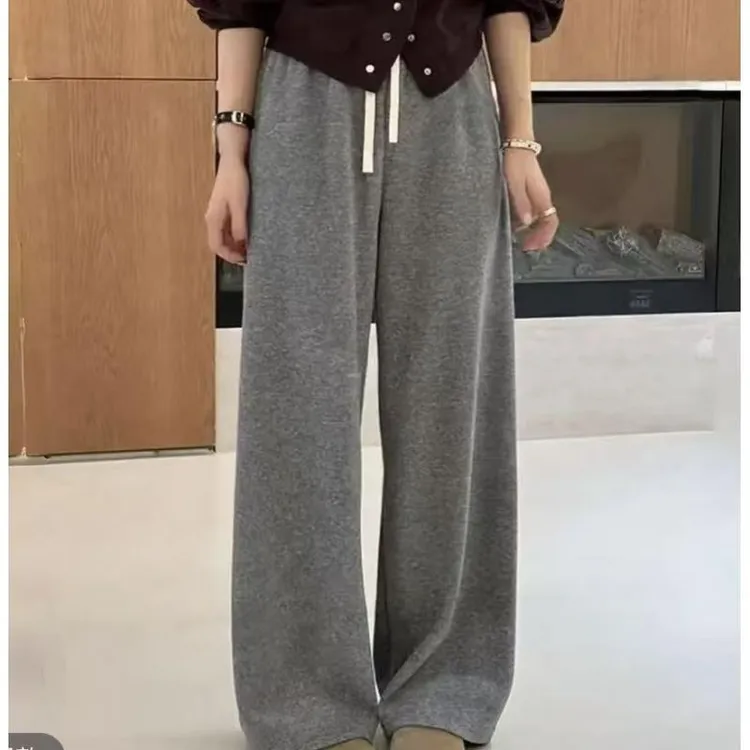 8448号#10260#秋纯色百搭弹力腰一体绒休闲裤（无口袋）（预）