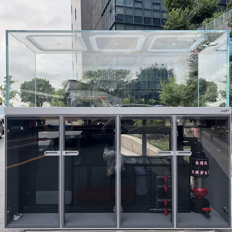 新亮彩星钻龙鱼缸鱼便分离器超白玻璃客厅一体缸1.2-2客厅底滤缸