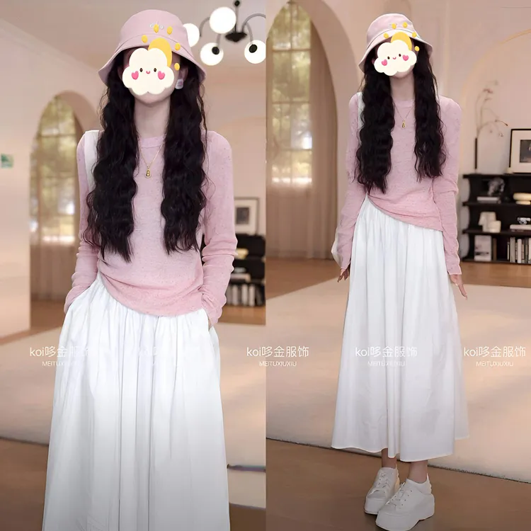 Koi哆金网红洋气炸街2025春夏显瘦防晒长袖针织上衣百搭半身裙