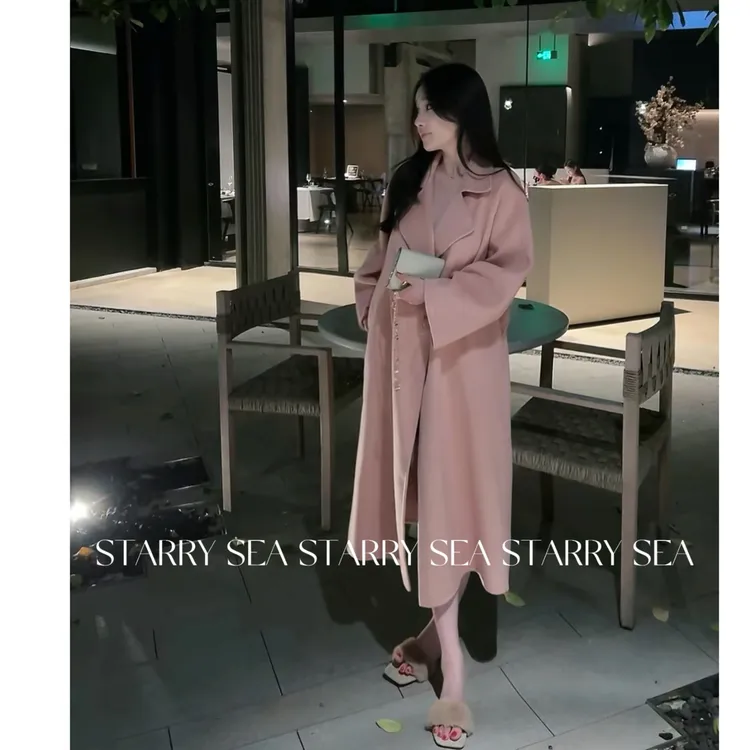 PP福利 年度大衣 手工双面窄版翻领长款气质大衣#PP0295SY