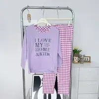 橙6102女式格纹印花亲子长袖居家服默认微瑕