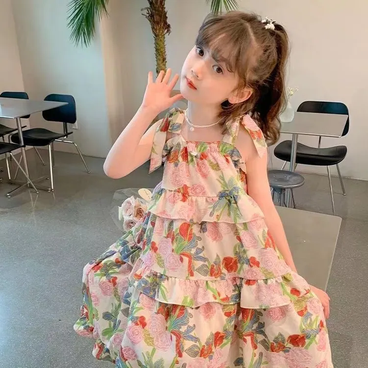 女童夏季吊带夏装碎花2025连衣裙新款儿童洋气公主小女孩裙子