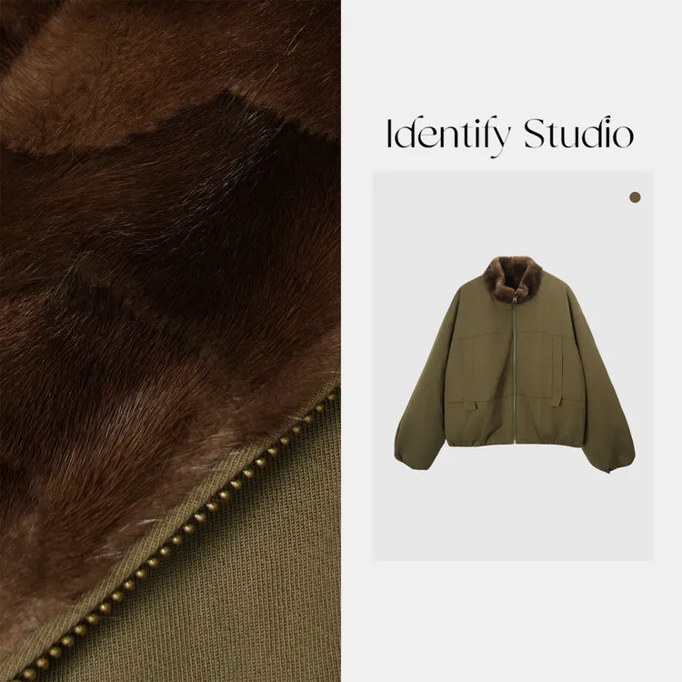  IDENTIFY冬季双面穿水貂毛皮拼接派克羽绒外套25AWG122537