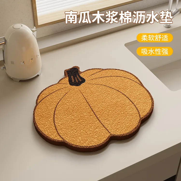 厨房木浆棉沥水垫台面防溅隔热垫子咖啡机强吸水餐具碗盘碟控水垫