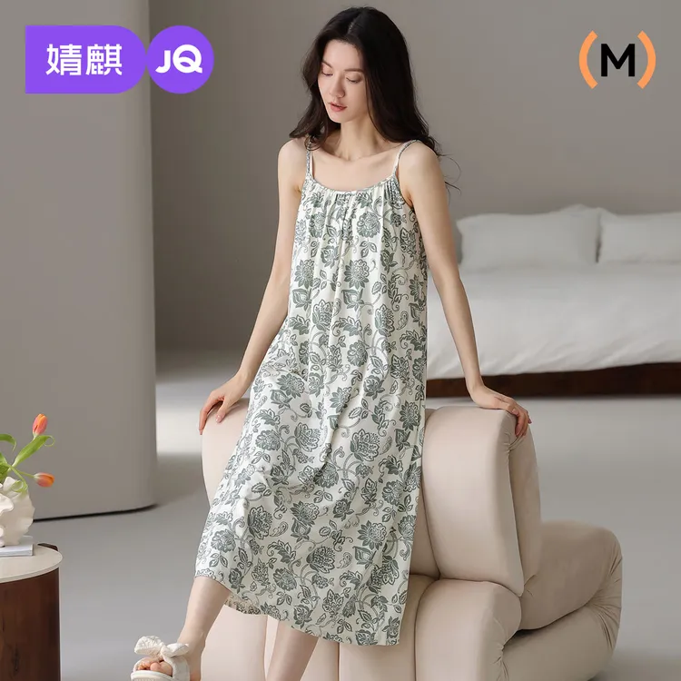 婧麒2025新款夏季薄款吊带睡裙后妈裙女大学生性感家居睡衣连衣裙