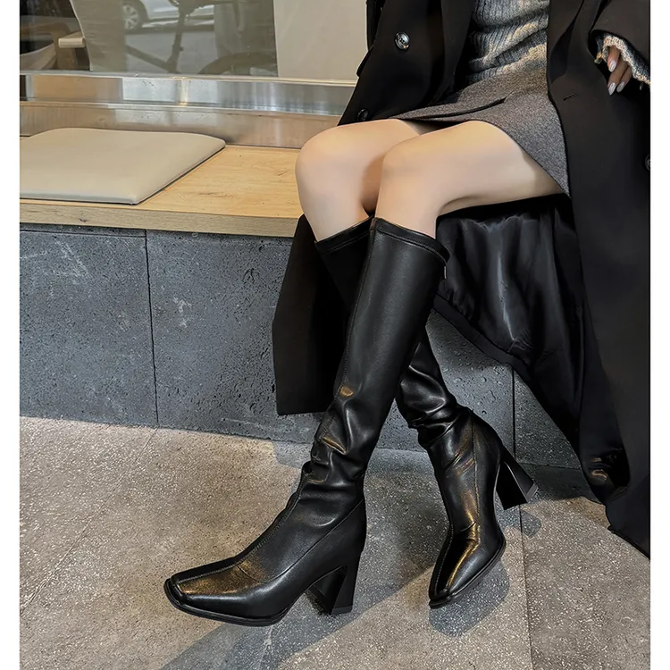 包腿显瘦长靴2025冬季新款高筒女靴子高跟不过膝骑士靴弹力瘦瘦靴