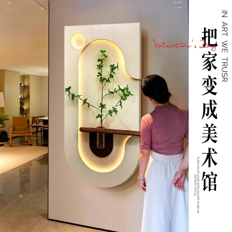 2025简约花瓶水培绿植装饰画玄关画餐厅立体客厅砂岩背景墙挂画
