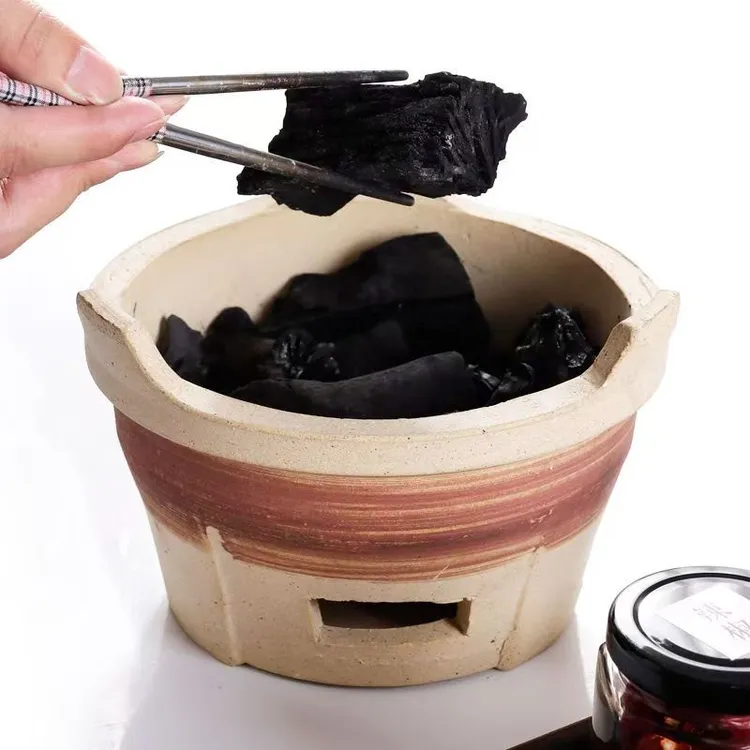 围炉煮茶家用室内老式炭炉家用打边炉泥碳炉户外烧烤陶土烤茶装备