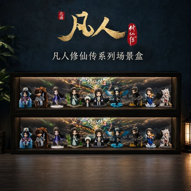 凡人修仙传手办盲盒防尘收纳展示盒泡泡玛特公仔摆件场景展示柜
