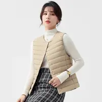 90鸭绒新款秋冬女轻薄圆领内胆马甲百搭送同色收纳袋K-2023