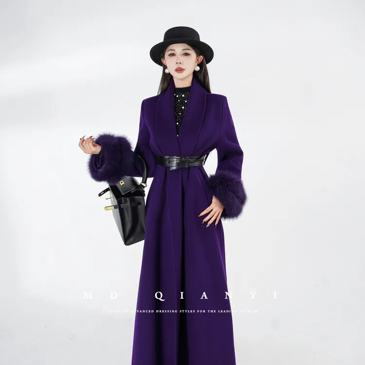 MD定制·杨千亿【紫陌绒语】2025冬季保暖长款通勤休闲羊毛毛呢外套