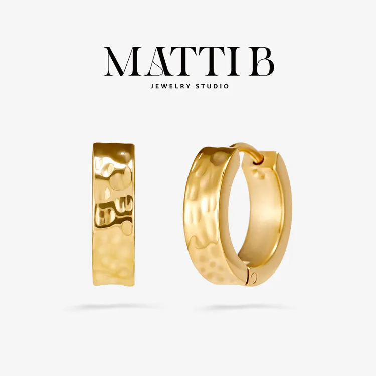 钛钢耳饰 锤纹高级感复古耳圈女气质经典百搭爆款耳扣耳环女2029