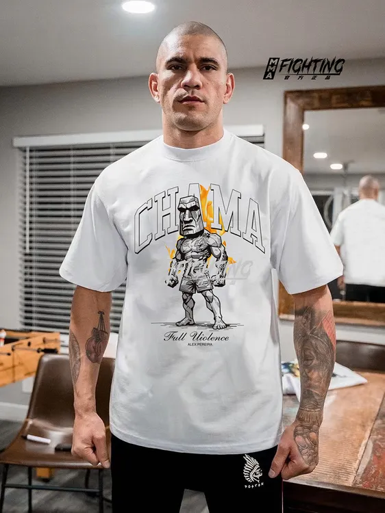 UFC320 佩雷拉新款美式短袖T恤纯棉宽松健身MMA上衣格斗训练男