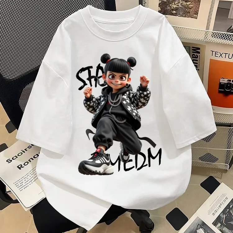 STA.MEDM夏季国潮个性魔丸潮流宽松男女百痞帅搭圆领纯棉短袖T恤