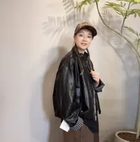 韩版爆款皮衣外套女春秋冬季新款复古机车服港风皮衣25710
