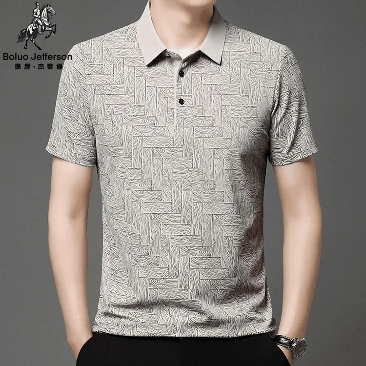 保罗夏季薄款短袖高档休闲中年男士时尚POLO衫宽松透气翻领爸爸装